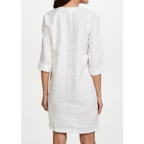 Mikoh Malama Black Linen Lace-up Long Sleeve Mini Dress Cover-up Size XS / S - Picture 5 of 16